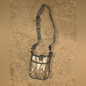 Preloved Transparent Crossbody Bag with Gray Strap